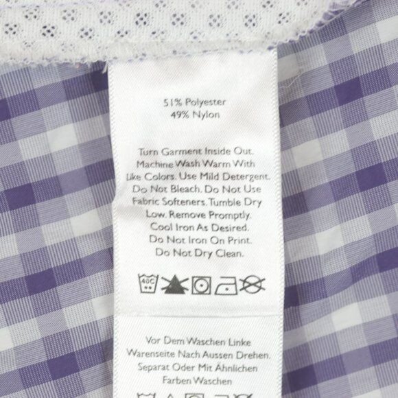 Eddie Bauer Women's Medium Purple White Plaid Short Sleeve Button Up Shirt - Picture 8 of 8